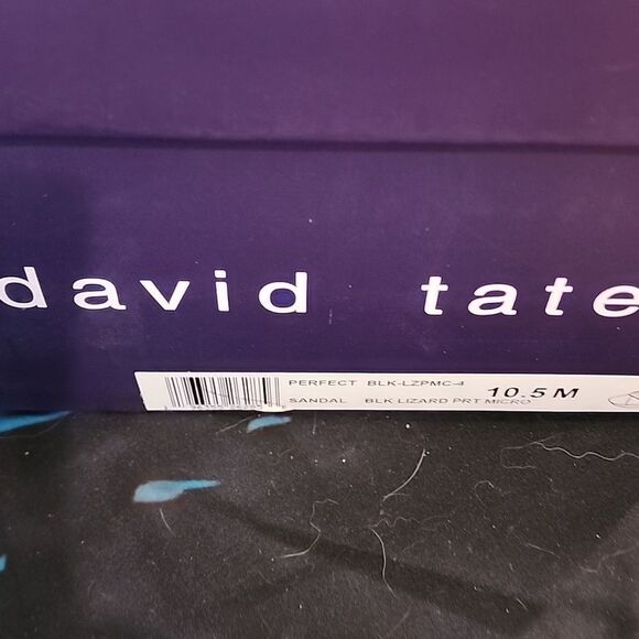 David Tate Black Wedge Sandals lizard 🦎 print size 10.5 tried on once in box - Picture 5 of 5